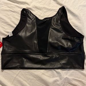 Spanx black faux leather sports bra